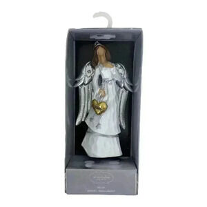 St. Nicholas Square Mom Angel Silver Wings Gold Heart Christmas Tree Ornament